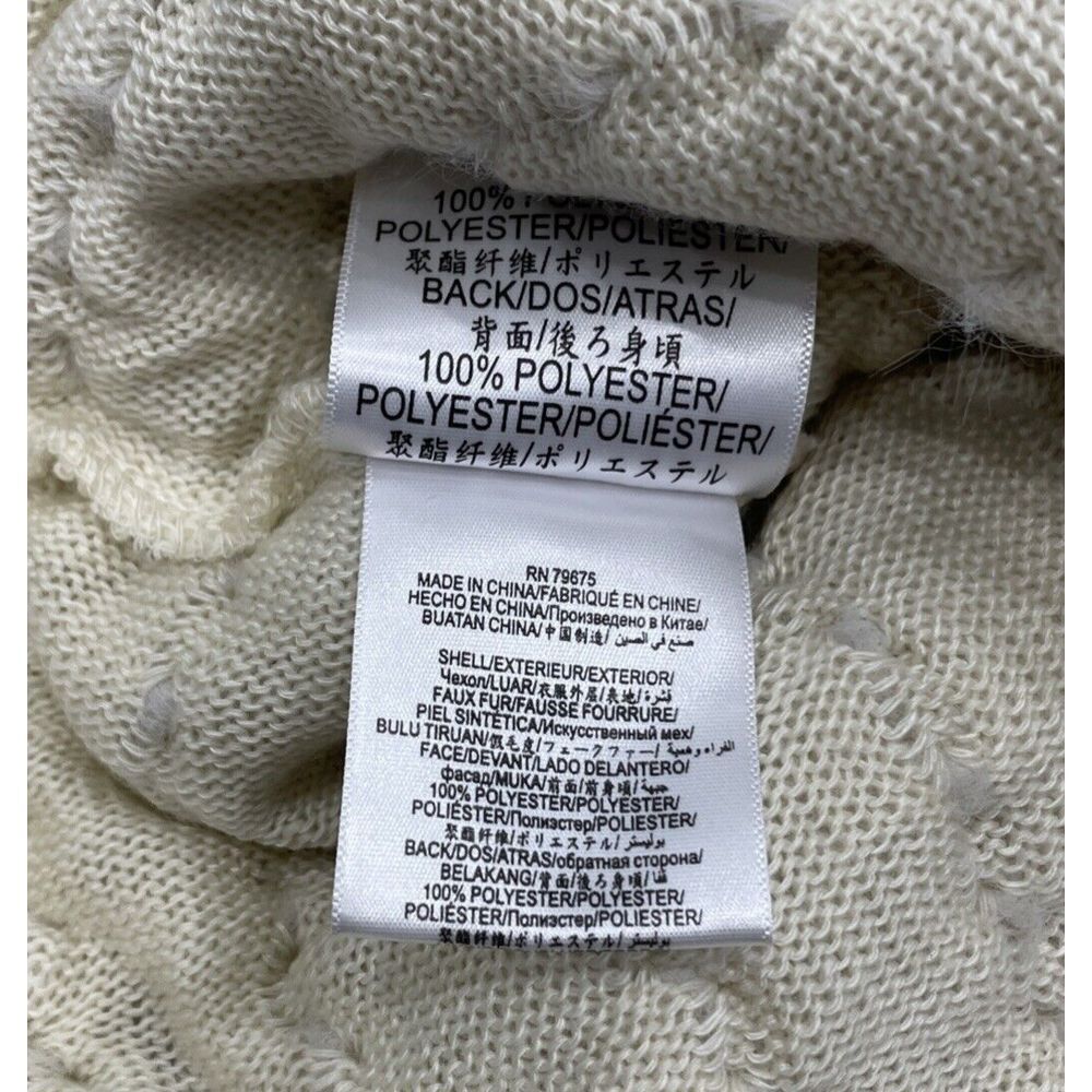 BCBGMAXAZARIA Poncho Style Faux Fur Jacket Cream Ivory Color‎ Women's Size XL - Picture 12 of 15